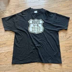 Vntg 1993 Route 66 Single Stitch USA‎ Made Black T-Shirt XXL 2XL